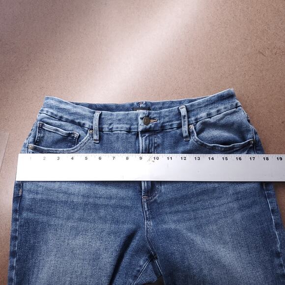 Express Jeans Women L Long (12/14/16) Blue Skyscraper Mid Rise Stretch Slit Hem - Picture 6 of 12